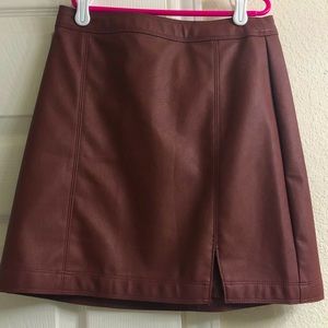 A&F Maroon/Brown Leather Skirt